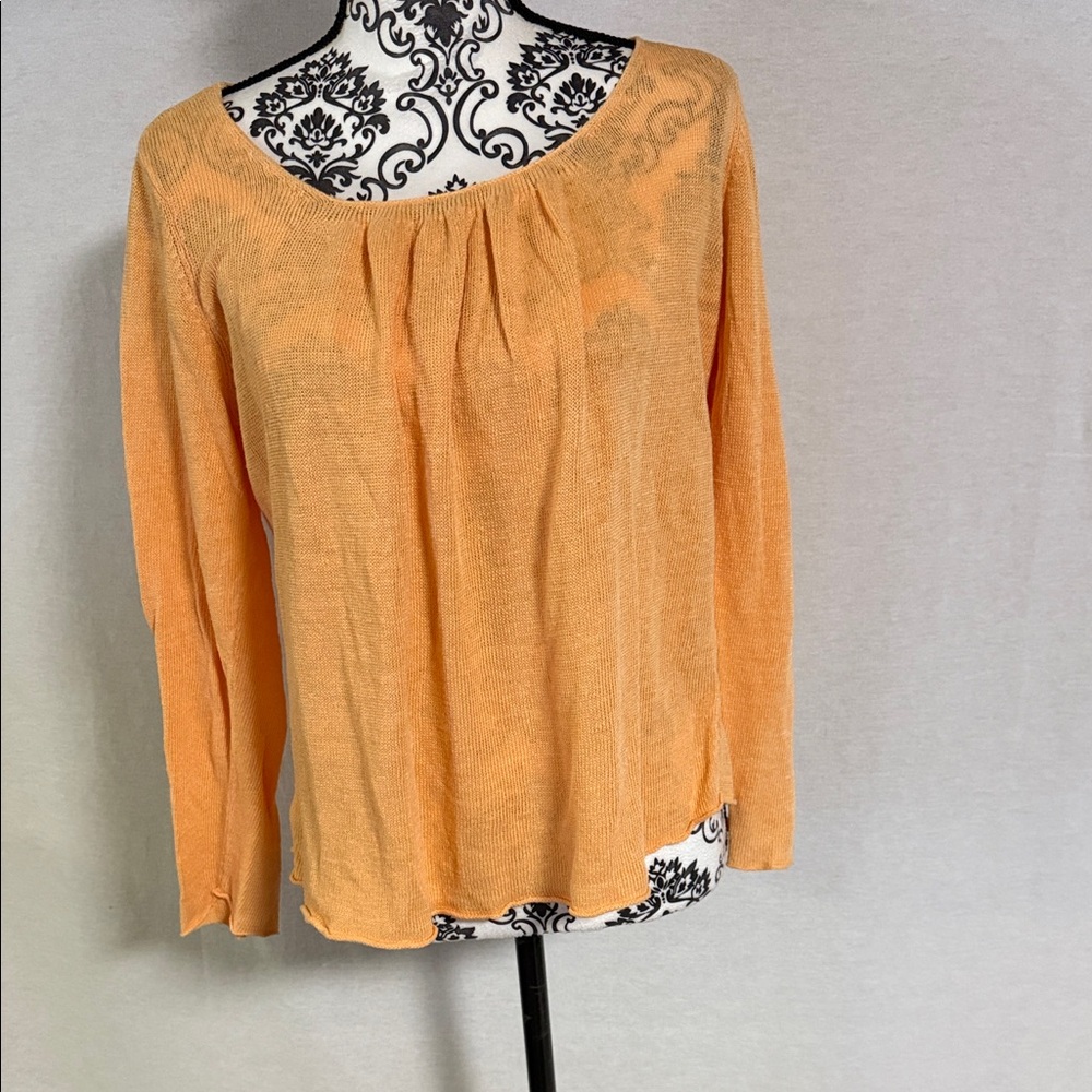 Eileen Fisher Women's Light Orange Linen Knit Pullover Sweater